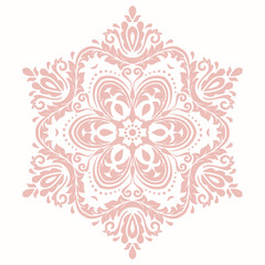 Elegant vector pink ornament in classic style. Abstract traditional pattern with oriental elements. Classic vintage pattern