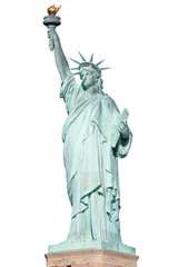 Statue of Liberty in New York isolated on white, clipping path