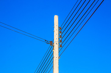 Wire on a power pole as the street Light