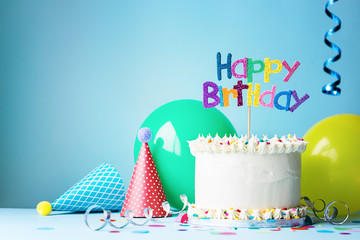 Birthday party and cake