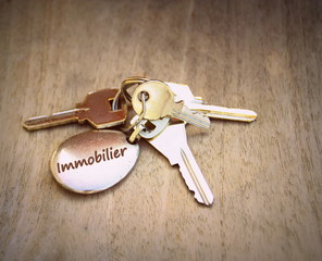 immobilier,sur trousseau de clés,fond vieilli 