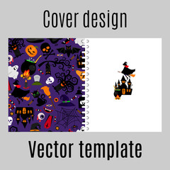 Cover design with halloween icons pattern