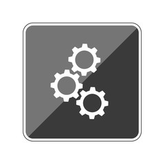 App Button schwarz reflektierend Zahnräder vertikal