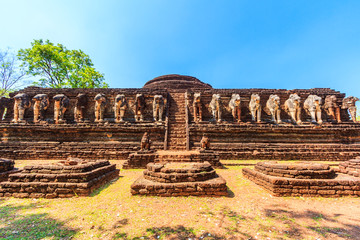 Ruin structure at Kamphaeng Phet Historical Park in Kamphaeng Phet province of Thailand