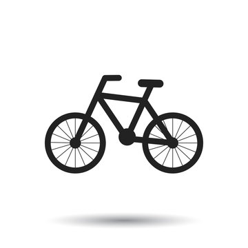 Bike silhouette icon on white background. Bicycle vector illustration in flat style. Icons for design, website.