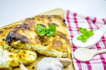 Burek composition closeup on table