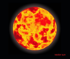 Vector sun on black