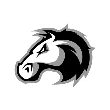 Furious horse head sport club vector logo concept isolated on white background. Modern professional team badge design.
Premium quality wild stallion animal t-shirt tee print illustration.