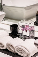 towel and orchids  toilet background