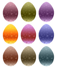 Set of colorful eggs with butterflies