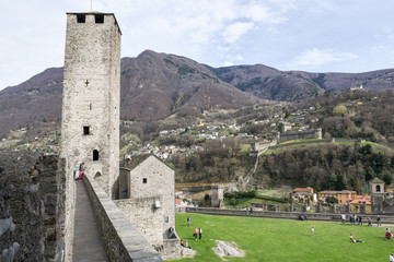 Castelgrande castle at Bellinzona on the Swiss alps