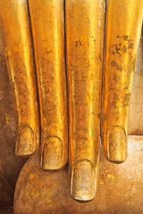 Hand of ancient buddha statue in Sukhothai Historic Park,Thailand