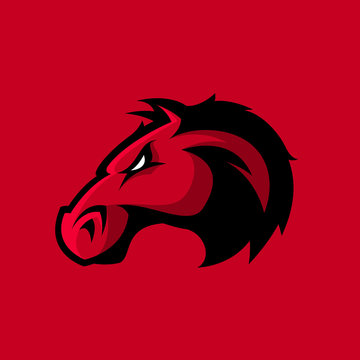 Furious horse head sport club vector logo concept isolated on red background. Modern professional team badge design.
Premium quality wild stallion animal t-shirt tee print illustration.