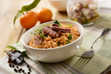 risotto with octopus - Traditional Italian recipe