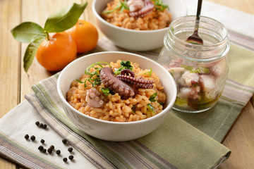 risotto with octopus - Traditional Italian recipe