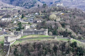 Montebello castle at Bellinzona on the Swiss alps