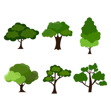 Cartoon garden green tree vector illustration.