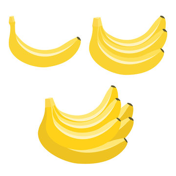 bananas, set of vector fruits
