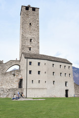 Fototapeta na wymiar Castelgrande castle at Bellinzona on the Swiss alps