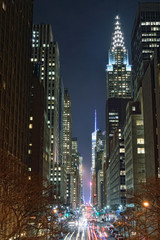 Manhattan at night. - obrazy, fototapety, plakaty