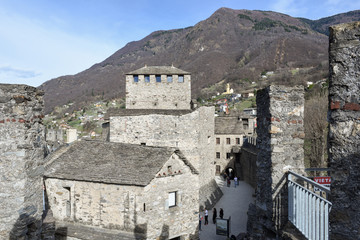 Montebello castle at Bellinzona on the Swiss alps