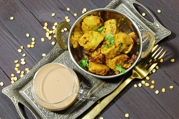 Dry gatte ki sabji or Dhoka with tea