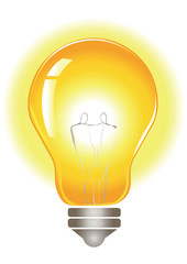 Glowing yellow lightbulb