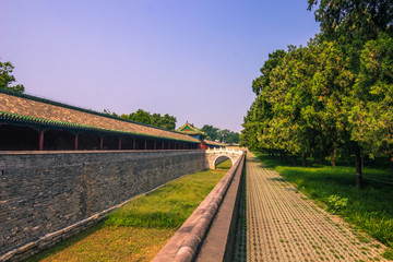 Beijing, China - July 20, 2014: Gardens of the Temple of Heaven complex