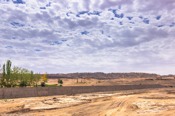 Dunhuang, China - August 05, 2014: Landscape near the Mogao caves in Dunhuang, China