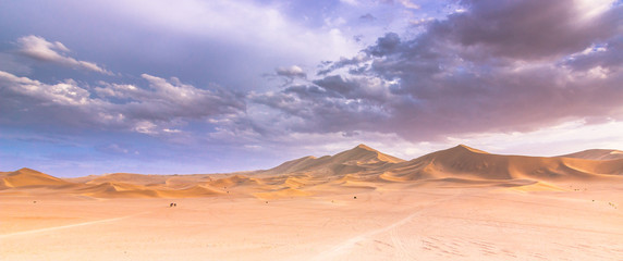 Dunhuang, China - August 05, 2014: Dunes of the Gobi desert in Dunhuang, China