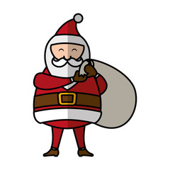 cute santa claus character with gifts bag vector illustration design