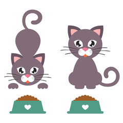 cartoon cat with a bowl set