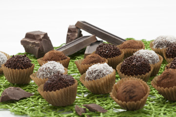 chocolate and coconut truffles with chocolate bars for catering, parties and events.