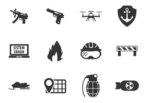 War symbols icons set