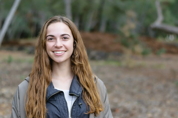 Young women in the woods