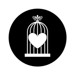 bird cage with heart isolated icon vector illustration design