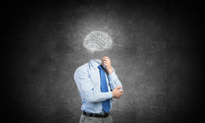 Brain headed businessman