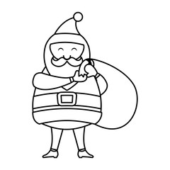 cute santa claus character with gifts bag vector illustration design