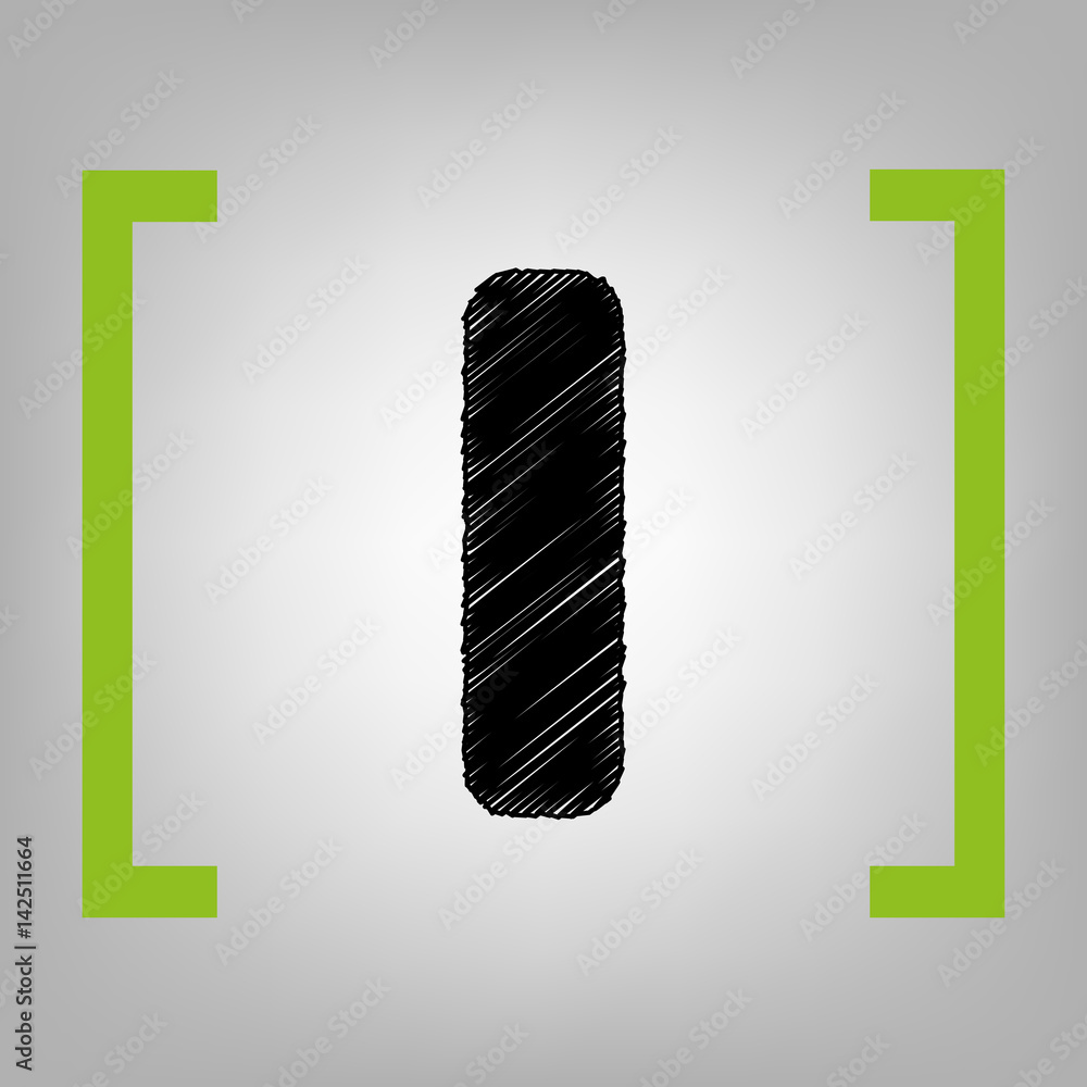 Fototapete letter i sign design template element. vector. black scribble icon in citron brackets on grayish bac