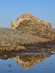 Ruins of old saline next to the sea, Juncalillo del sur, coast of Gran canaria island