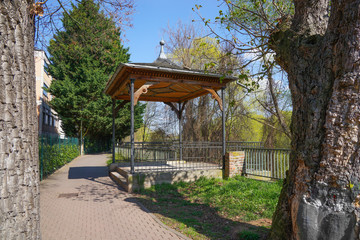 Pavilion along the promenade path along the Nahe River Bad Kreuznach
