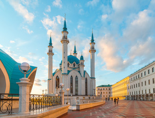 View of the mosque Kul-Sharif at a sunset. Russia, Tatarstan