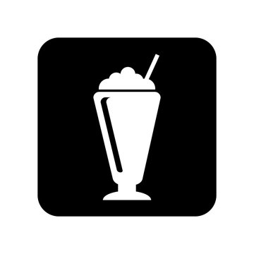 Milkshake Silhouette Isolated Icon Vector Illustration Design