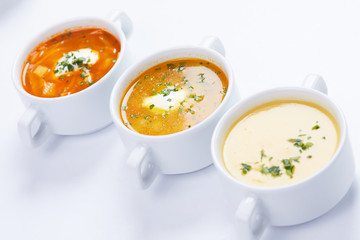 soup in the white cups