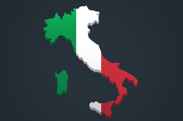 Italy 3D map with flag dark background