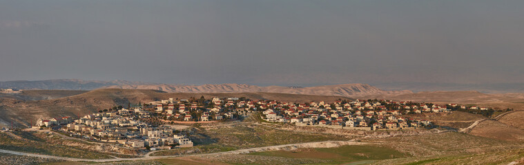 Maale Adumim - 10 February 2017: Maale Adumim settlement, aerial view, panorama