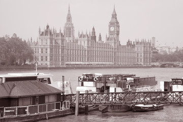 River Thames and Houses of Parliament in Westminster in London, England, UK