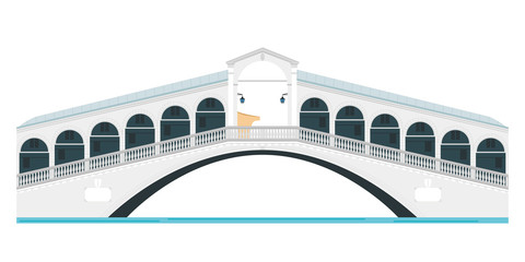 Rialto Bridge, Venice, Italy. Isolated on white background vector illustration. - obrazy, fototapety, plakaty