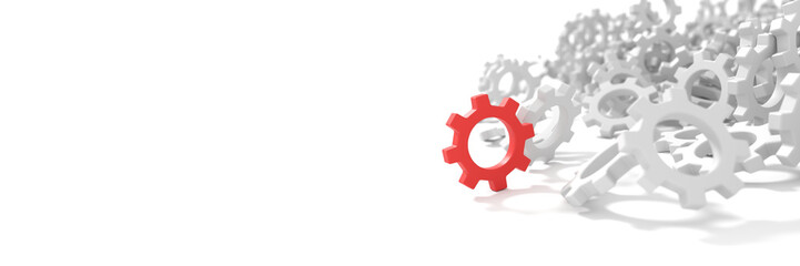 Infinite gears background with a winner. 3d rendering background, teamwork and leadership concepts