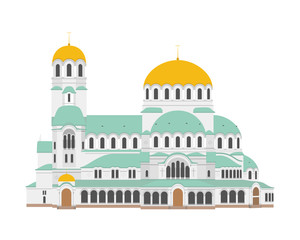 Sofia Cathedral, Bulgaria. Isolated on white background vector illustration.
